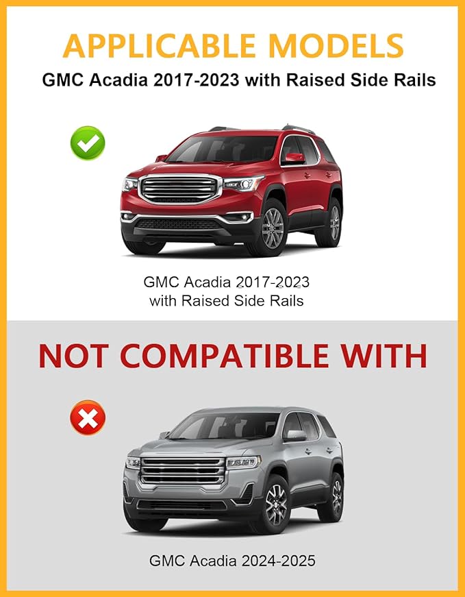 Tuyoung All Aluminum Cross Bars Roof Racks Compatible with GMC Acadia 2017 2018 2019 2020 2021 2022 2023, Lockable 260lbs Heavy Duty Roof Rails Crossbars Luggage Cargo Carrier Rooftop SUV Accessories