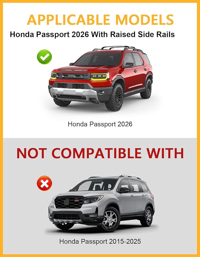 Tuyoung All Aluminum Roof Rack Cross Bars Compatible with Honda Passport 2026 with Raised Side Rails, 260lbs Lockable Heavy Duty Roof Rails Crossbars Cargo Carrier Luggage Kayak Accessories