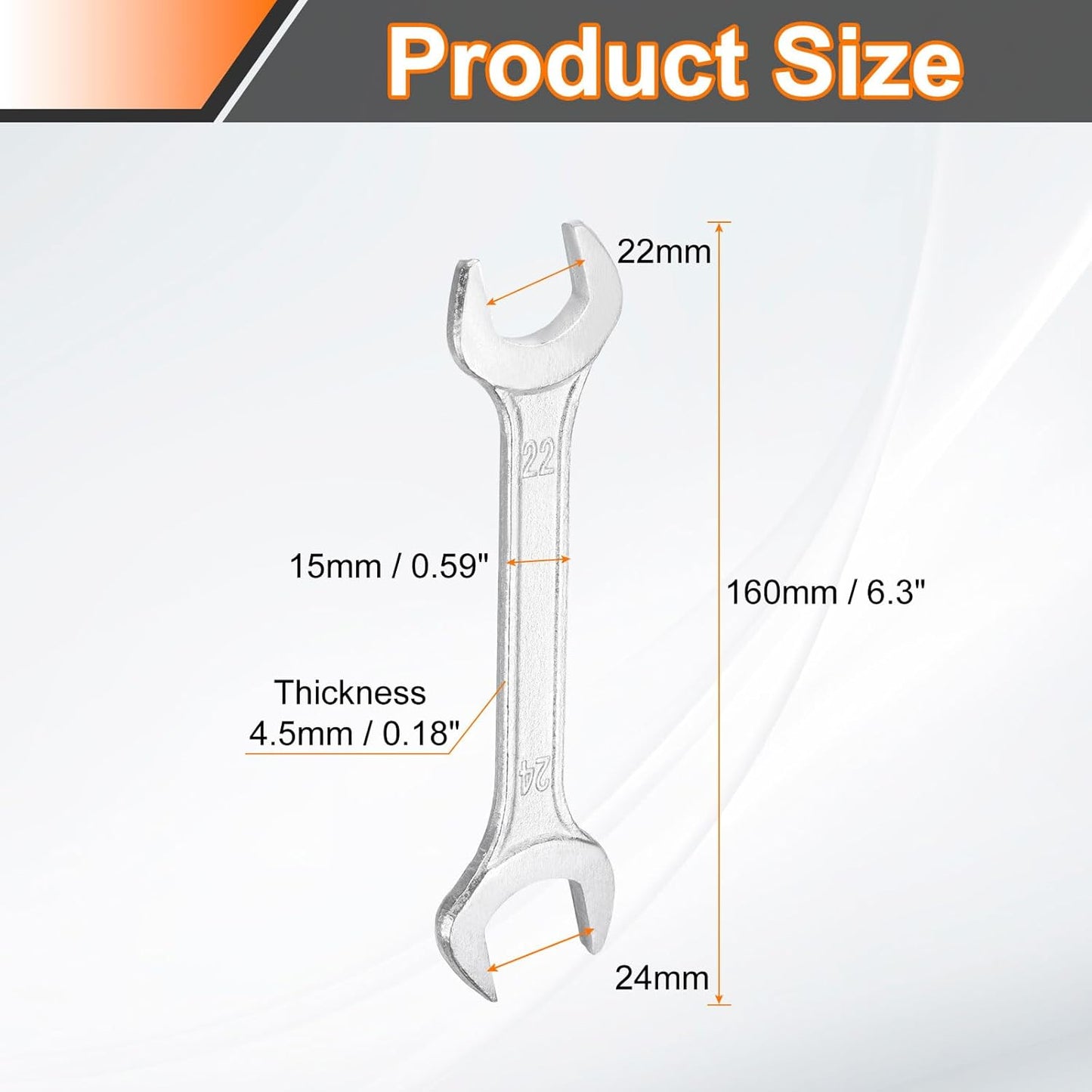 HARFINGTON 5pcs Double Open End Wrench 22mm x 24mm Metric 15 Degree Offset Angle Small Flat Head Wrench Galvanizing Open Ended Spanner for Automotive Repair Furniture Assembly