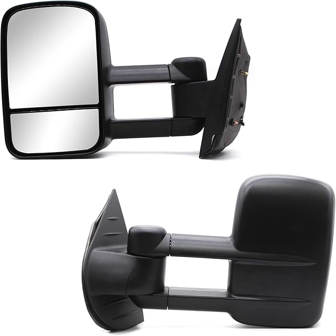 WLLW Towing Mirrors fit for 2007-2014 Chevy Silverado 1500 2500 3500 Suburban GMC Sierra Yukon Tow Mirror Manual Adjustment Glass Manual Telescoping Folding Black A Pair LH RH