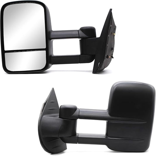 WLLW Towing Mirrors fit for 2007-2014 Chevy Silverado 1500 2500 3500 Suburban GMC Sierra Yukon Tow Mirror Manual Adjustment Glass Manual Telescoping Folding Black A Pair LH RH