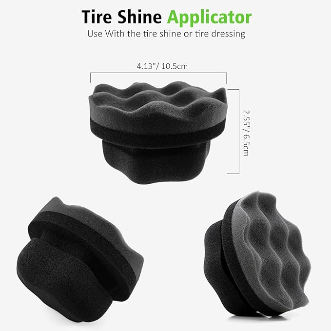 YeewayVeh 5PCS Car Wheel Brush Kit, Bendable Rim Cleaner Brush & Non-Metallic Wheel Cleaning Brush Set with Tire Brush, Car Detailing Brush and Tire Shine Applicator, Green&Black