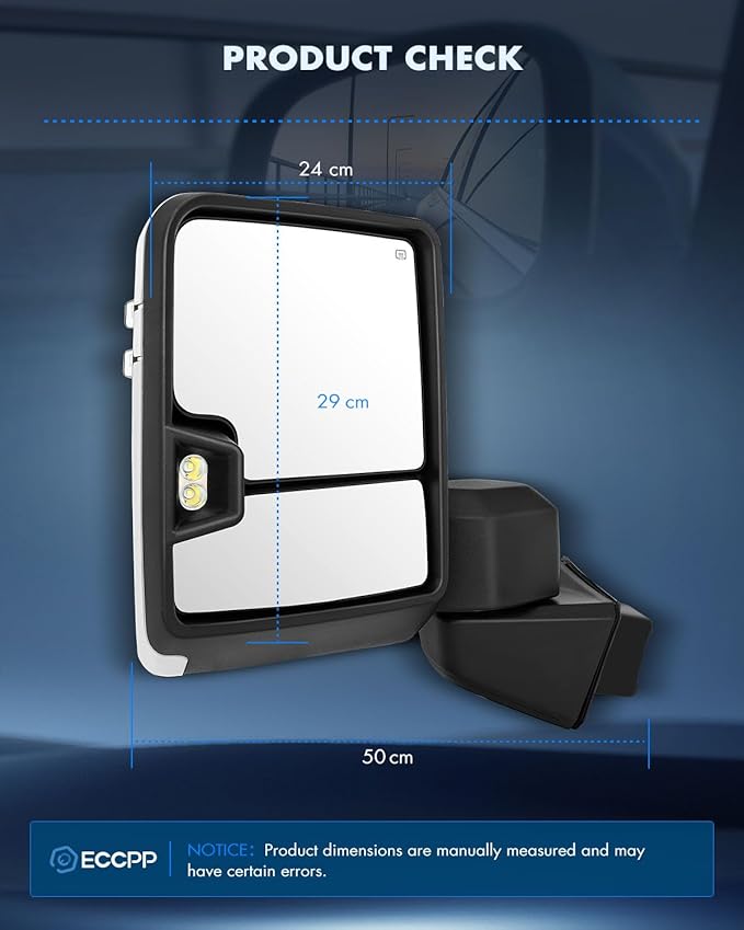 ECCPP Towing Mirrors Tow Mirrors With 2019-2022 For GMC For Serria 1500 Power Heated Turn Signal Width Puddle Running Back-Up Light Temp Sensor Chrome Pickup