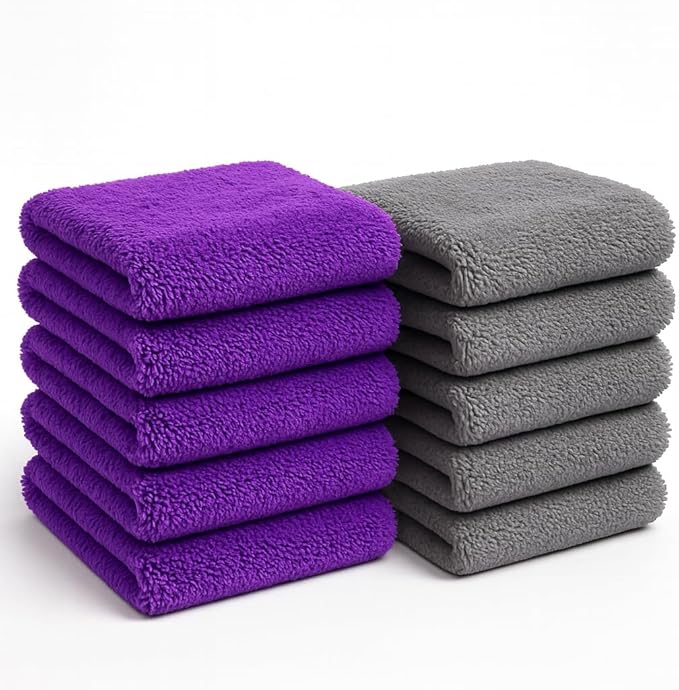 Paks Edgeless Microfiber Towels for Cars - 16x16 Microfiber Cleaning Cloth - 10-Pack Extra Absorbent Microfiber Towels Dish Towels, Streak-Free
