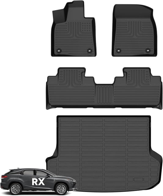 Wayhigh-All Weather Floor Mats and Cargo Mat Set Fit for Lexus RX 2016-2022 RX350 / RX450h (Not for RXL) TPE Car Mats Waterproof Heavy Duty Rubber Floor Liners for Lexus RX Accessories