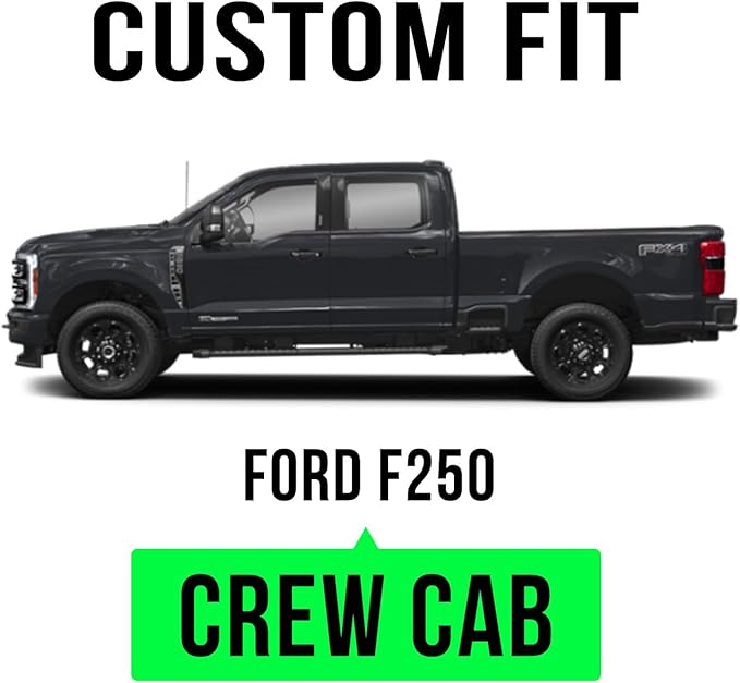 Double Layer Floor Mat Custom Fit 2017-2025 Ford F-250 SuperCrew Cab, All Weather TPE Floor Mats for Ford F250 1st & 2nd Row Full Set Cargo Liner (Black)