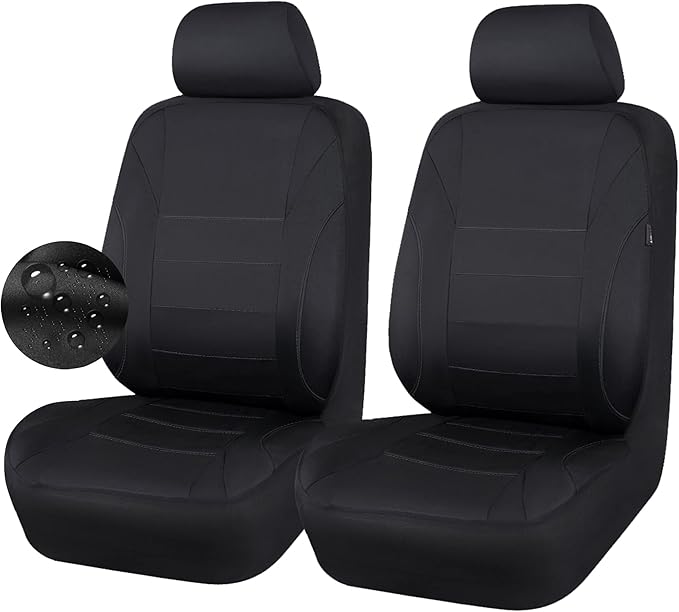 CAR PASS Neoprene EVA Waterproof car seat Covers Front Seats Only, Universal fit for SUV Vehicles Automotive with 5mm Composite EVA Inside,Airbag Compatible (Two Seats, Black and Black)