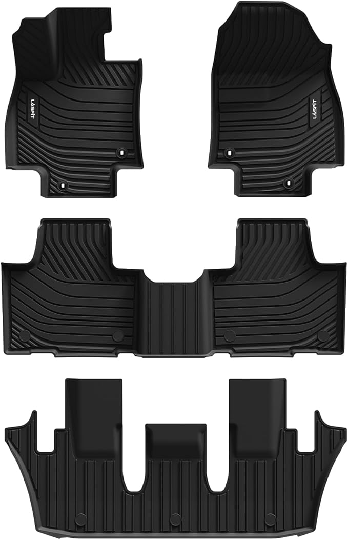 LASFIT Floor Mats for Toyota Grand Highlander 2024 2025 2026 (Include Hybrid) & for Lexus TX350 2024-2026, Custom Fit TPE All Weather Floor Liners 1st & 2nd & 3rd Row Car Mats Accessories, Black