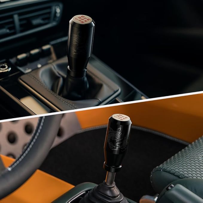（Black） Koi Pond Type-R Style 5 Speed Manual Universal Gear Shift Knobs 3 Adapters Included Fit Compatible with Mazda Tacoma STi Nismo 2004 Honda Accord Subaru