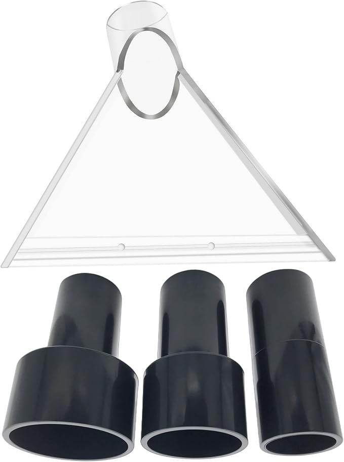 TunaMax Universal Work with All Shop Vacs Extractor Attachment with 1-1/4" & 1-7/8" & 2-1/2" Three Adapters for Upholstery & Carpet Cleaning & Auto Detailing, Large 7-1/2" Width Clear Head