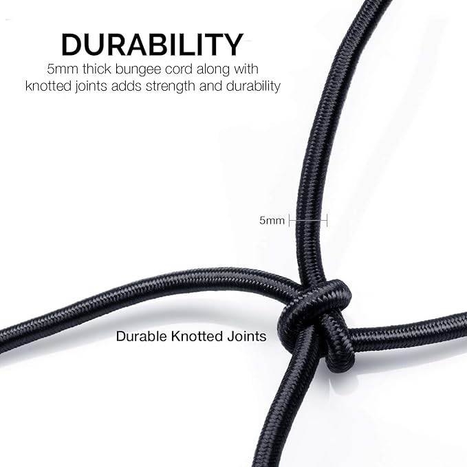 NEIKO 50971A 4'x6' Super Duty Small Cargo Net¸ Bungee Cargo Net, 16 Pcs Detachable hooks, 4 Carabiners, Small 4"x4" Mesh Protects Small Items, Cargo Net For SUV, ATV/UTV, RV, Pickup Truck Bed, Trailer