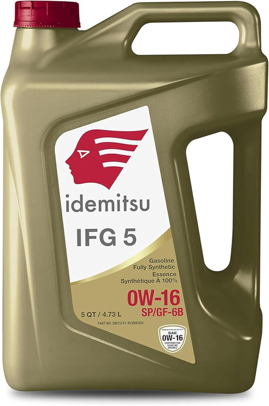 Idemitsu IFG 5 0W-16 Motor Oil Full Synthetic- 5 Quart | SP/GF-6A Certified Engine Oil for TGDI & PFI Engines | Engineered for Superior Efficiency and Protection