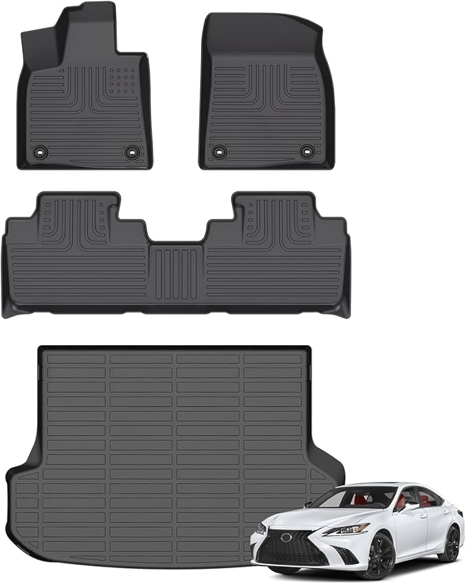 Floor Mats & Cargo Liner for 2016-2022 Lexus RX RX350/ RX450h (Not for RXL) All Weather Automotive TPE Liners Set Anti-Slip Waterproof Floor Liners Accessories (Car Mats+Trunk Mat) Black
