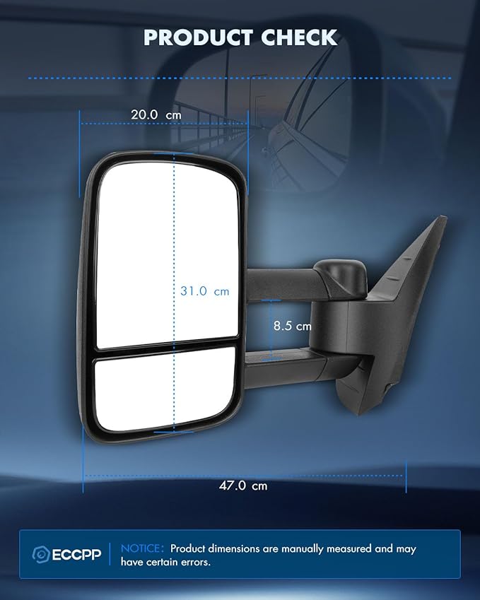 ECCPP Towing Mirrors Replacement fit for 2007-2013 for Chevy for GMC for Silverado for Sierra (Just 07 New-Body Style) Power Heated Side Pair Mirrors