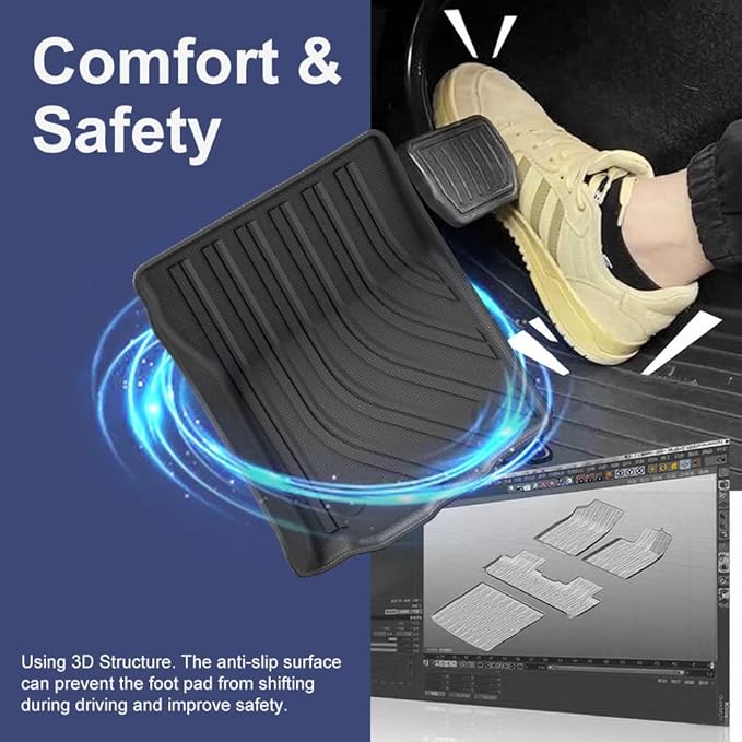 TPE Car Floor Mats for Toyota Tacoma 2016-2023 Double Cab (Only for Automatic), Custom Fit Carpet Floor All Weather Truck Mats - Front and Rear Row, 3PCS