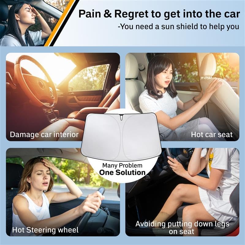 for Ford Explorer Car Windshield Sunshade Compatible with 2011-2019-EcoNour 240T Polyester Material Cars Sun Visor Reflector Blocks UV Rays - Foldable Sunshade Interior Protection Accessories