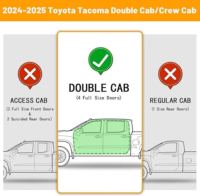 Oval Tube Step Bar Running Boards Compatible with 2024-2026 Tacoma Double Cab with 4 Full-Size Doors. 3.5 Inches Tacoma Step Bars and Carbon Steel Side Steps Step Rails.