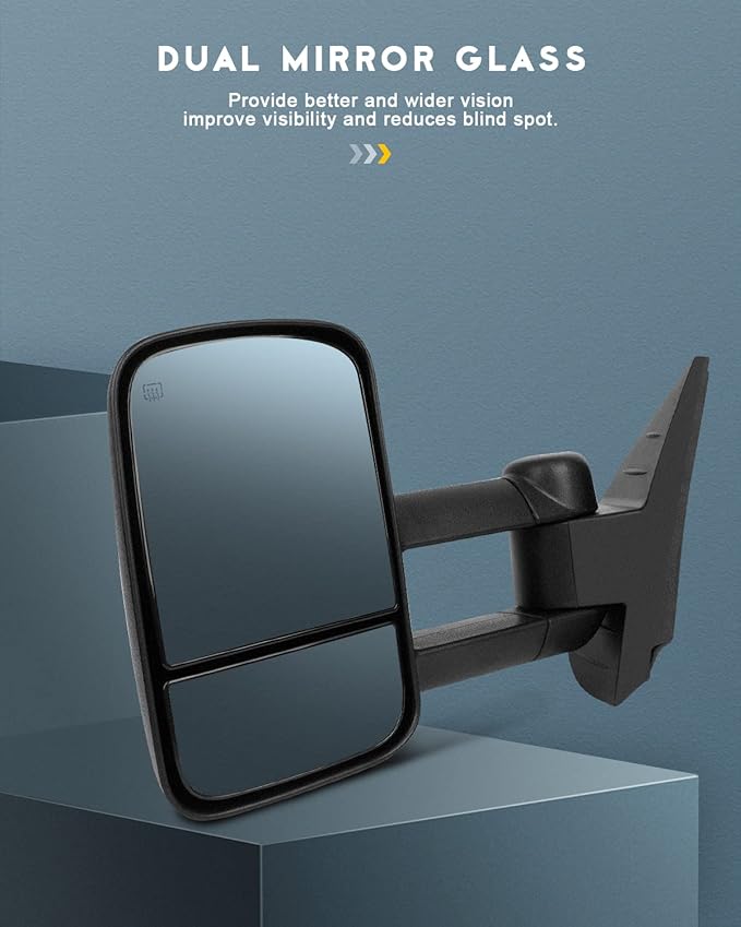 OCPTY Rearview Mirrors Car Mirrors Towing Mirrors For Avalanche 1500 For Chevy Suburban 1500/2500 For Chevy Tahoe 2007-2013 For Chevy Silverado Hybrid/For Gmc Sierra Hybrid 2009-2013 Black Housing