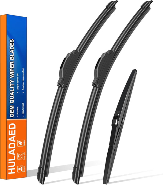 HULADAED® 24'' 14'' 9'' Windshield Wipers Replacement for Chevy/Chevrolet Spark 2022-2016,Silicone Front Rear Wiper blades for MY Car-All Weather & Quiet(3 PACK)