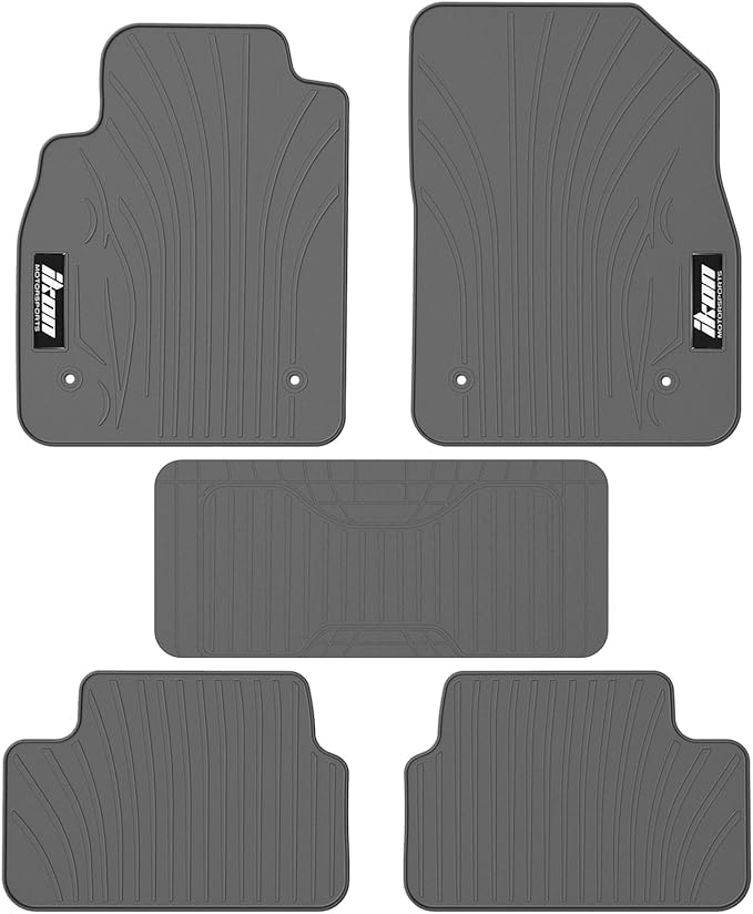 IKON MOTORSPORTS, Custom Fit Floor Mats Compatible with 2008-2015 Chevrolet Cruze, 16 Cruze Limited, Latex Heavy Duty All Weather Season Car Auto Front Rear Carpets Liner 5PC Gray/Grey