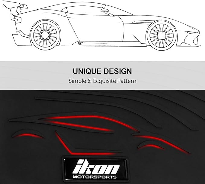 IKON MOTORSPORTS, Floor Mats Compatible with 2008-2015 Chevrolet Cruze, 16 Cruze Limited, Latex Heavy Duty All Weather Season Car Auto Front Rear Carpets Liner 5PC Black