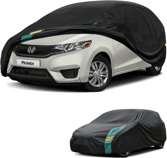 Hatchback Car Cover Waterproof All Weather for Automobiles, Universal Fit for Honda Fit, Ford Focus, Subaru Impreza, Toyota Matrix, VW Golf. Rain Winter Sun Protection. (Length: 164"-178")