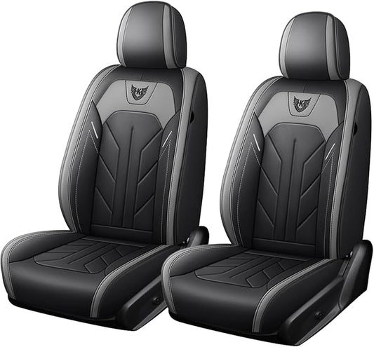 Car Seat Covers for Front Seats Elite Edition Faux Leather Seat Covers for Cars Front Semi-Custom Fit for SUV Pick-up Truck Sedan Universal Fit Car Accessories Automotive (Gray)