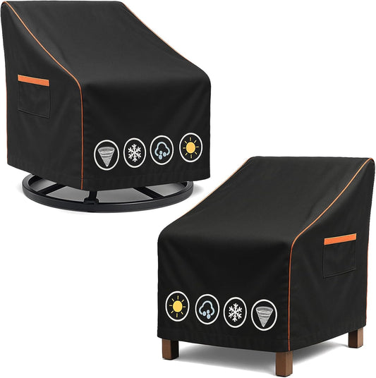 Outdoor Waterproof Patio Chair Covers, Heavy Duty Oxford Coating Weather Resistant Patio Furniture Covers 600D 27.5W x 35.5D x 36H inches 2-Pack, Black