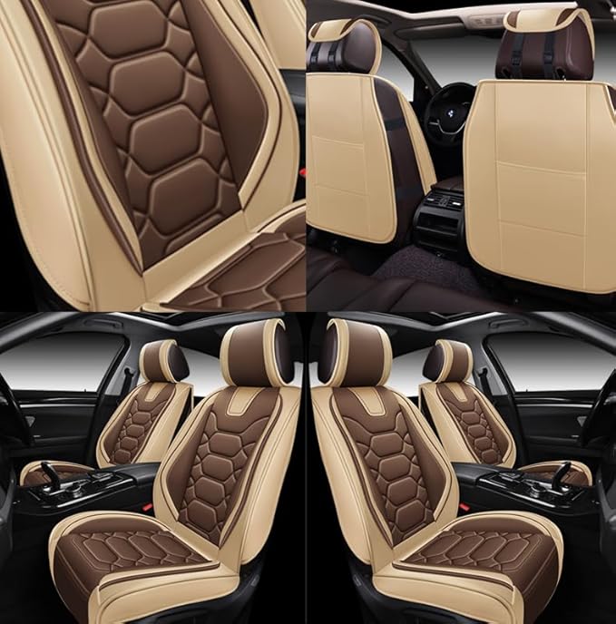 OASIS AUTO Car Seat Covers Front Seats, Waterproof Faux Leather Seat Covers for Cars Universal Fit for SUV, Truck, Sedan, Black Premium Car Seat Protector with Cushions