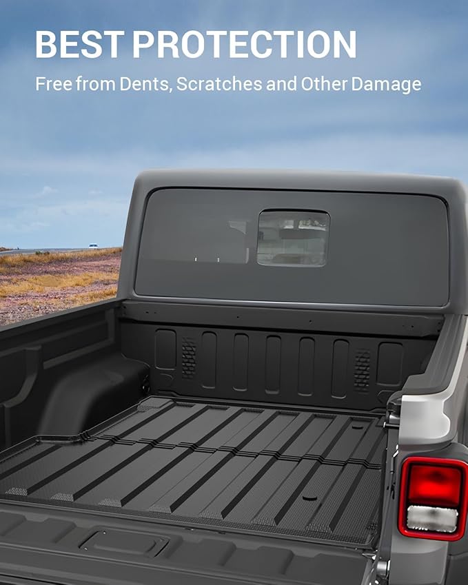 Ecarzo Truck Bed Mat for Jeep Gladiator JT 2025 2024 2023 2022 2021 2020 5FT Custom-Fit Heavy-Duty Odorless TPE Liner Anti-Slip All-Weather Cargo Bed Liner Tailgate Mat Easy-Clean Pickup Accessory