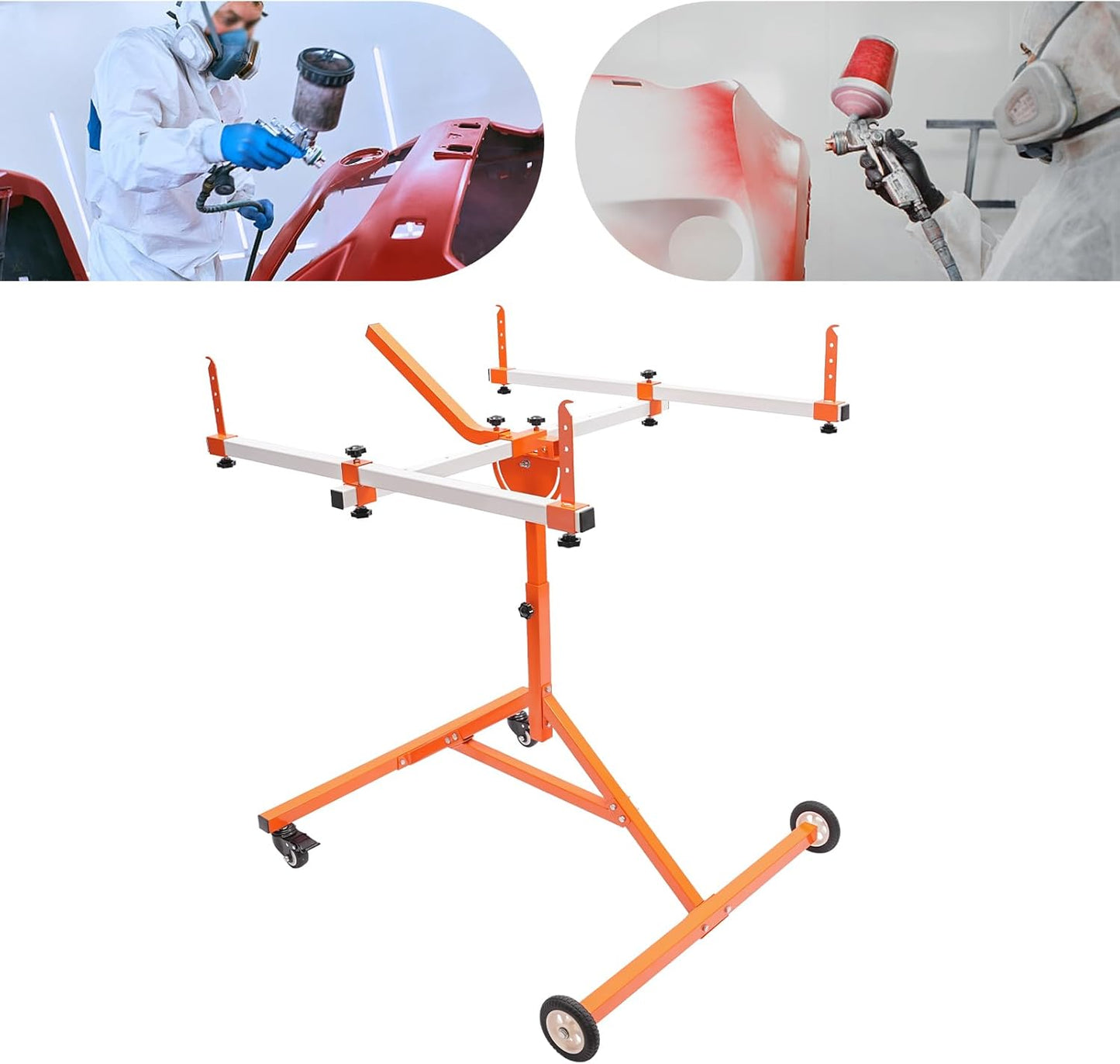 Automotive Rotating Painting Stand Multifunction Freestanding Paint Holder with Wheels for Painting Or Repairing Light Sheet Metal, Automotive Sheet Metal, Hoods, Wings, Bumpers (35.4*37.8*45.2in)