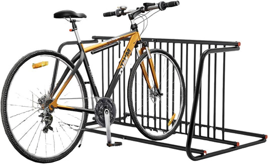 10-Bike Floor Bike Rack, 60” Dual-Sided Freestanding Steel Bike Stand for Garage, Schools & Events, Heavy-Duty Powder-Coated Storage Organizer, Easy Assembly