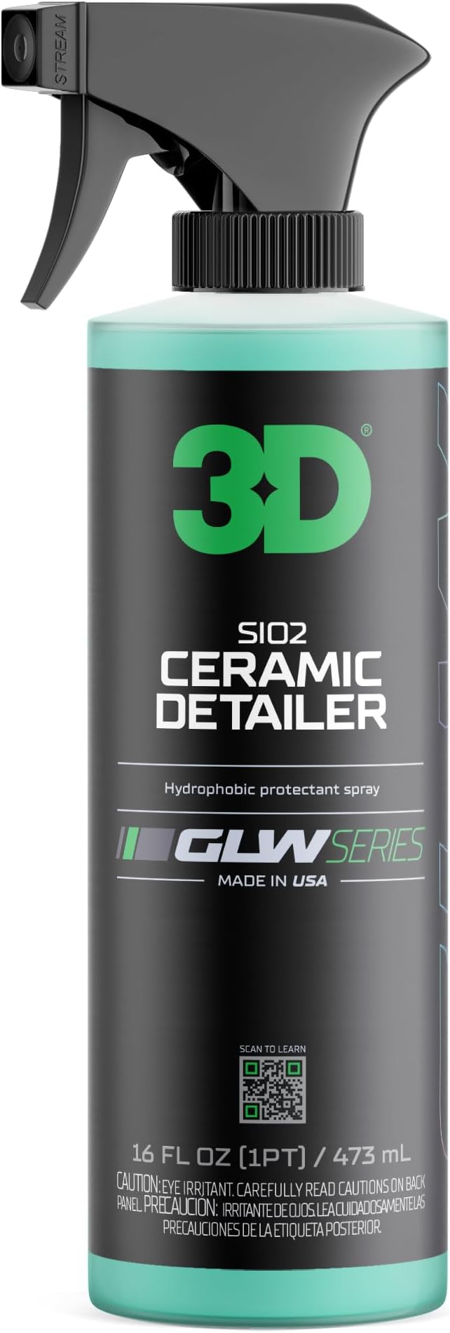 3D Ceramic Detailer, GLW Series | Hyper Gloss Finish | SiO2 Peak Hydrophobic Top Coat | Extends Life of Waxes, Sealants, Coatings | DIY Car Detailing Spray | 16 oz