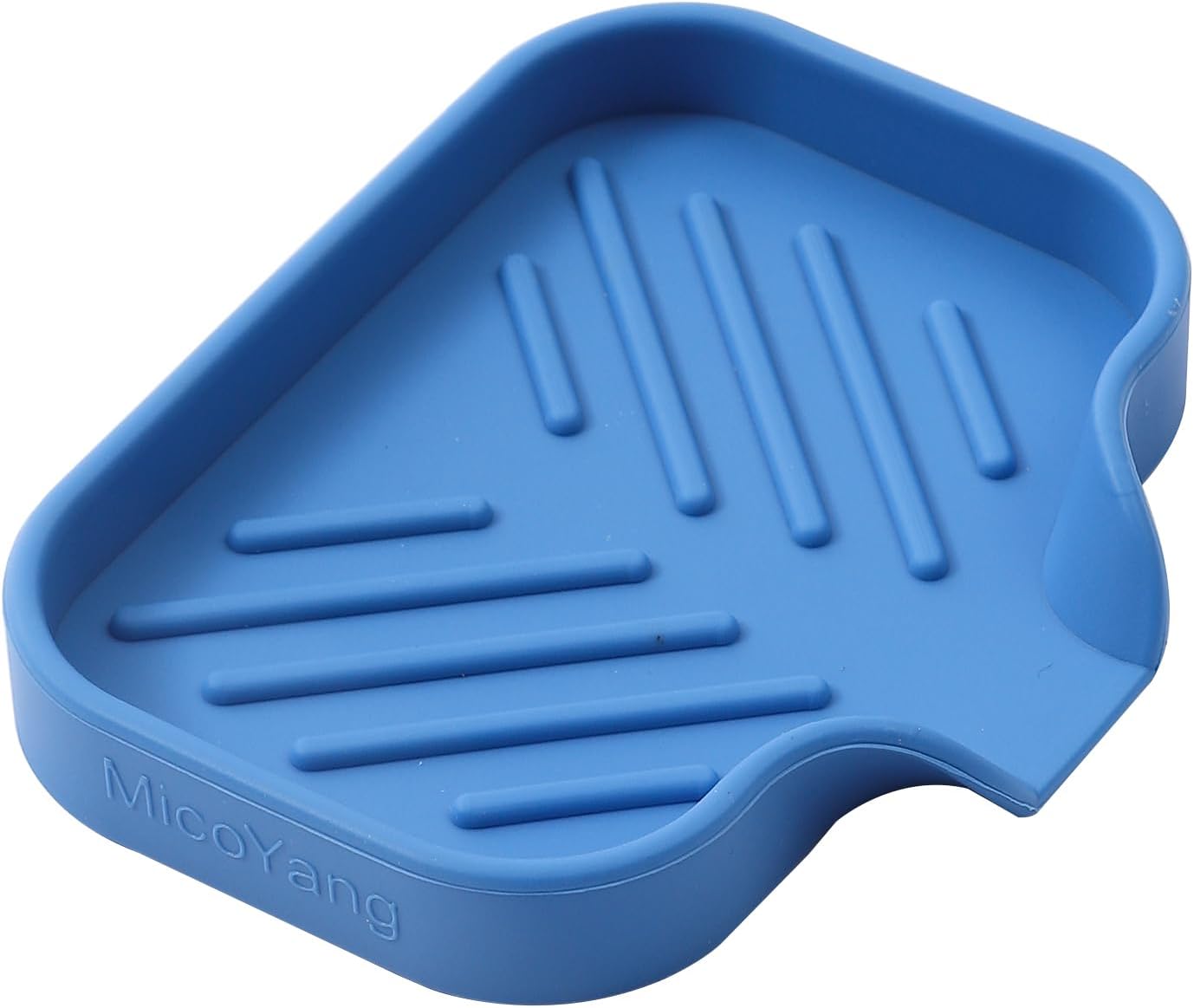 Silicone Bathroom Soap Dishes with Drain Spout-Bathroom and Kitchen Sink Organizer,Sponge Holder,Dish Soap Tray,Perfect for Dispenser,Scrubber,Bottle,Cup on Counter Lichen Blue 4.9"×3.2"