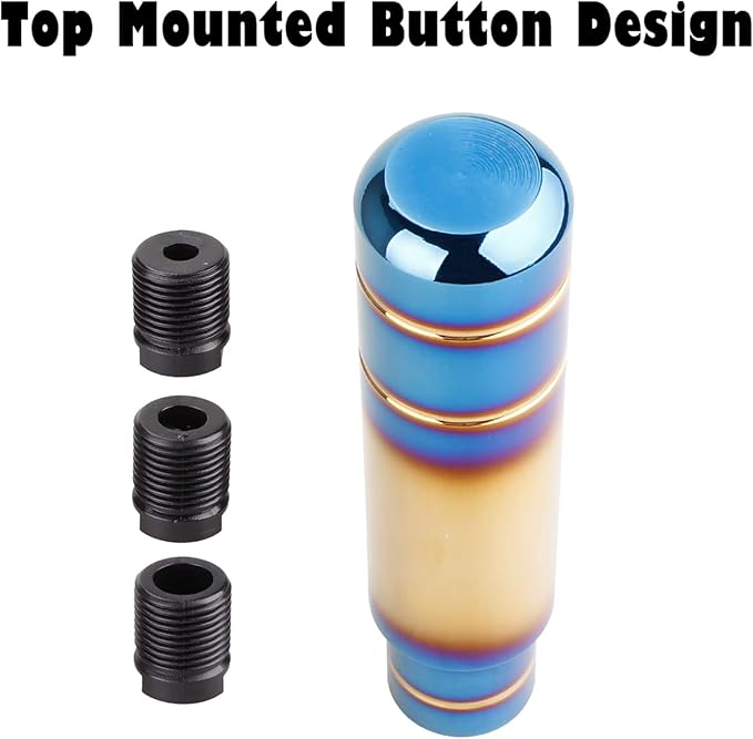 BARTOO Aluminum Alloy Heavy Weighted Shifter Knob, 5" Auto Gear Shift Knob, Car Gear Lever Stick Shifter Handle,with 3 Threaded Adapters M8 M10 M12,Fit Most Automatic Manual Vehicle(Gold Plated)