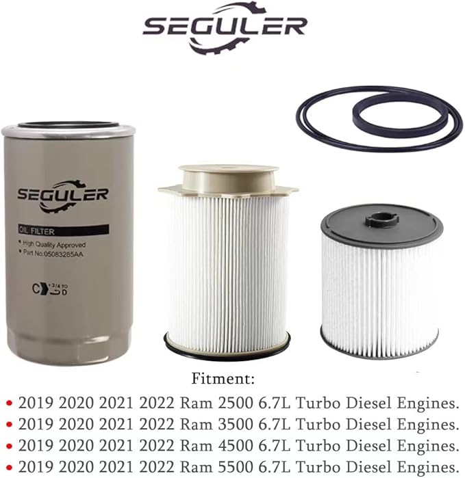 6.7L Cummins Fuel Filter Water Separator Oil Filter Kit Fit For DODGE RAM 2500 3500 4500 5500 2019 2020 2021 2022 6.7L CUMMINS Diesel engine Replaces# 68436631AA 68157291AA 5083285AA