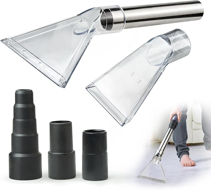 Universal Clear Vacuum Extraction Accessory Compatible with All Shop Vac Extractor, Wet Dry Vacuum Cleaner Attachments for Upholstery & Carpet Cleaning & Car Detailing
