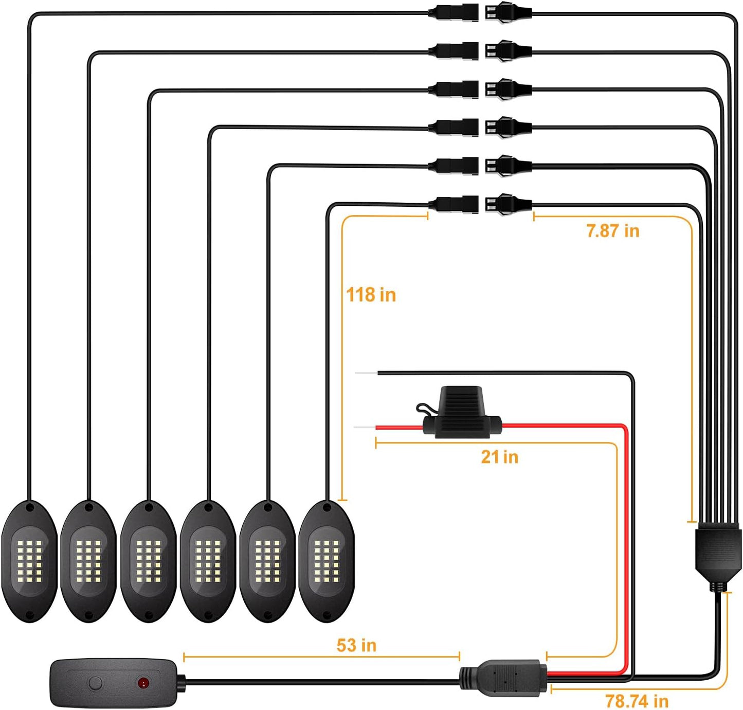 Honalia White LED Rock Lights Kits 6 Pods, 6000K Pure White Rock Lights with Switch