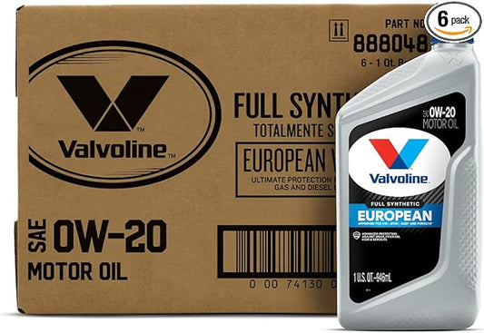 Valvoline European Vehicle Full Synthetic SAE 0W-20 Motor Oil 1 QT, Case of 6