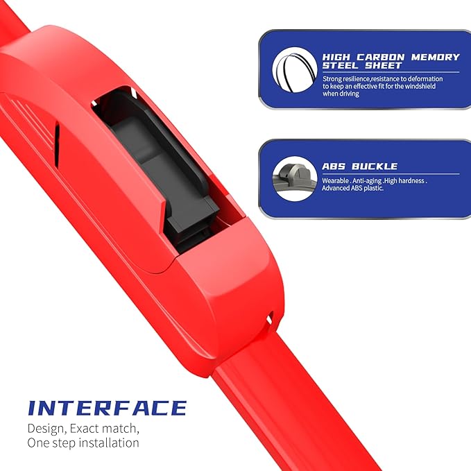 OEM QUALITY 26" + 16" Premium All-Seasons Stable And Quiet Red Windshield Wiper Blades (Set of 2)