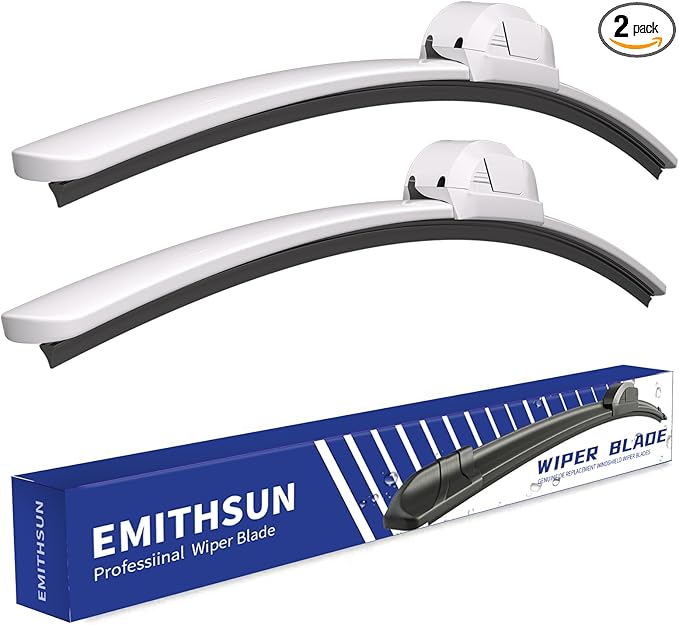 OEM QUALITY 24" + 18" Premium All-Seasons Durable Stable And Quiet White Windshield Wiper Blades (Set of 2)