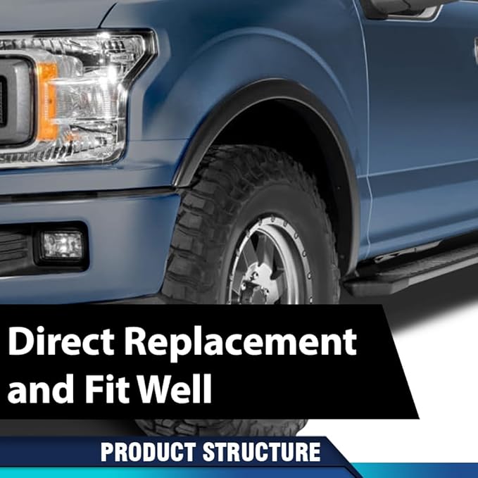 PIT66 Fender Flares Compatible with Ford F150 2018 2019 2020 Smooth Paintable Factory Style 4pcs