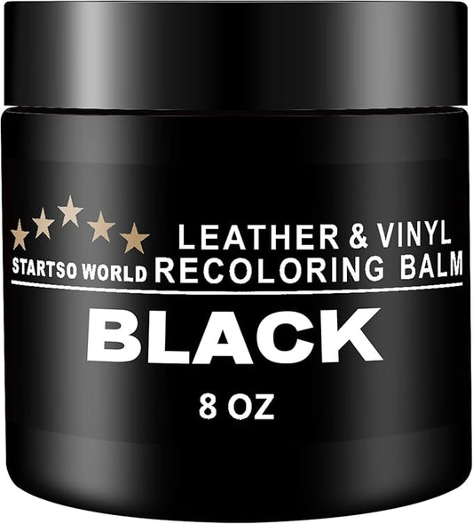 STARTSO WORLD Leather Recoloring Balm, Black Leather Repair Kit for Furniture, Leather Dye, Leather Color Restorer for Couches, Leather Couch Paint | Repair, Restore Faded & Scratched Leather