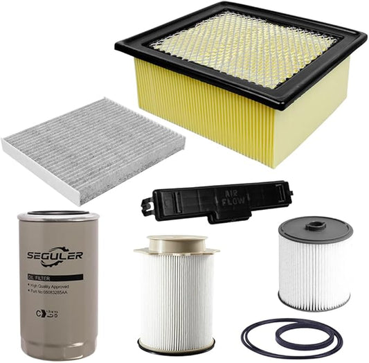 6.7L Diesel Filter Kit-68436631AA 68157291AA Fuel 5083285AA Oil 53034051AB Air 68318365AA Cabin Air Filter Fits for 2019-2024 Ram 2500 3500 4500 5500 6.7L Diesel Engines