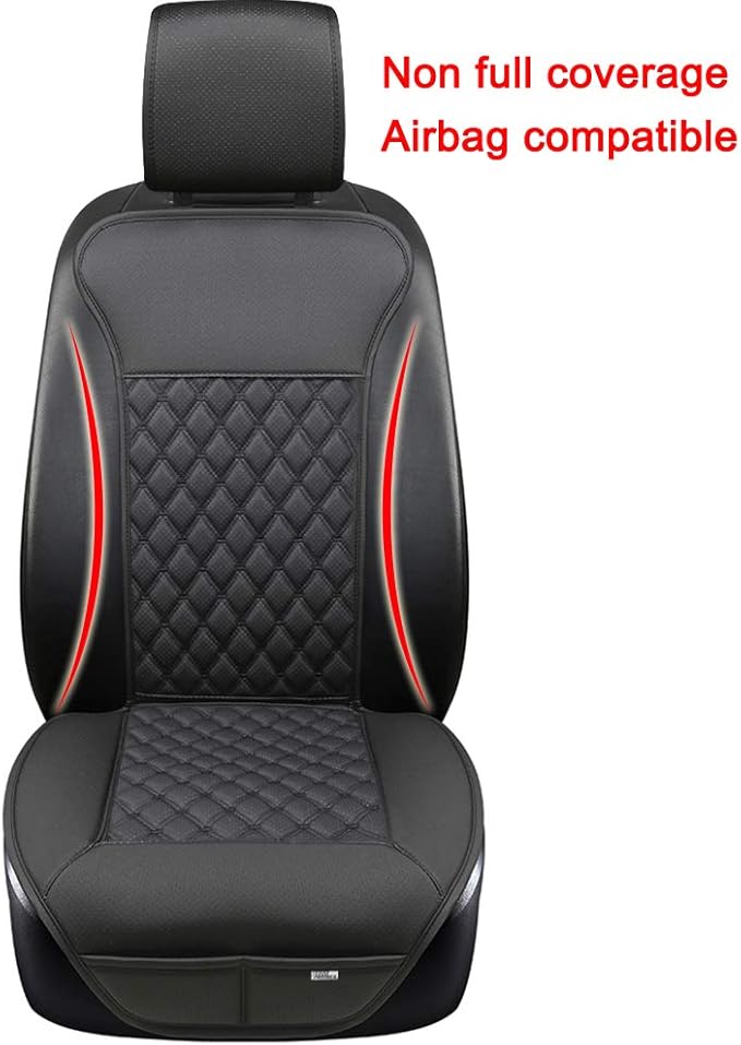 Black Panther 1 Pair Luxury Car Seat Covers Protectors, Universal Anti-Slip Driver Seat Cover with Partial Backrest Coverage (Middle Part Only), Diamond Pattern, Compatible with 95% Cars (Black)