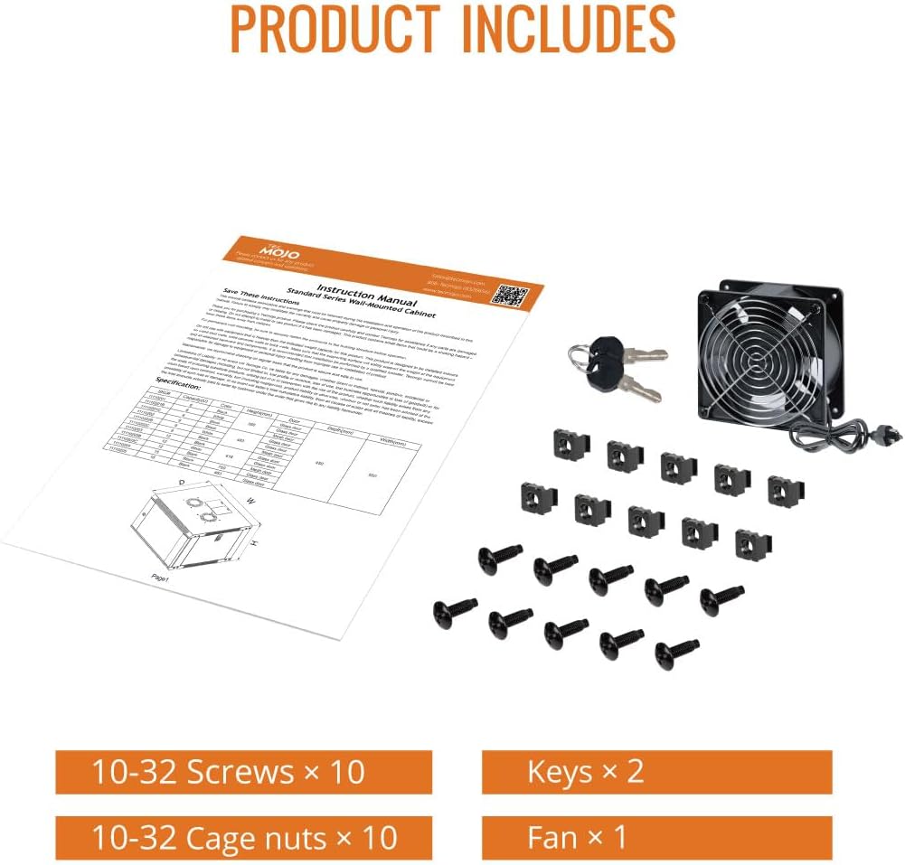Tecmojo 12U Wall Mount Server Cabinet IT Network Rack Enclosure Lockable Door and Side Panels Black,Cooling Fan,Glass Door,17.7inch Depth,for 19” IT Equipment,A/V Devices