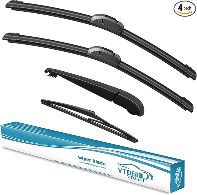 VTOGOI Windshield Wipers Replacement for Kia Soul 2010-2019 Front Rear Wiper Blades and Rear Windshield Wiper Arm Set for My Car (Pack of 4)