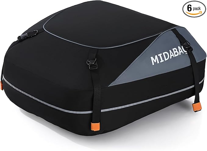 MIDABAO Waterproof Duty Car Roof Top Carrier-Car Cargo Roof Bag Car Roof Top Carrier - Waterproof & Coated Zippers- Includes Anti-Slip Mat- for Cars with or Without Racks (12 Cubic feet)