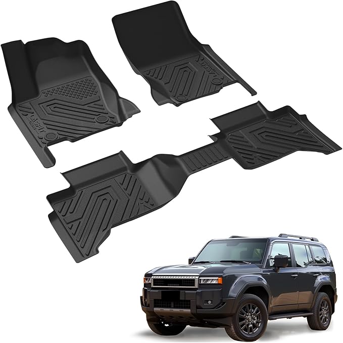 LASFIT Floor Mats for Toyota Land Cruiser 2024-2026/ for Lexus GX550 5-Seat 2024-2026, All-Weather Protection TPE 1st & 2nd Row Car Liners for Toyota Accsessories, Black Odor-Less Easy to Clean