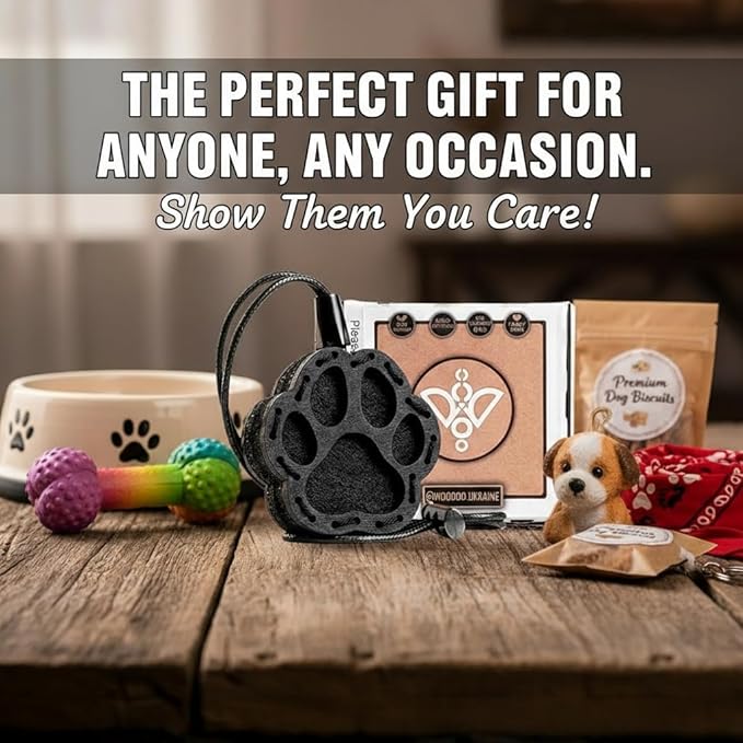 Wood Car Air Freshener — Paw Designed — Handmade Unscented DIY Essential Oil Hanging Diffuser with Felt Insert — Add Your Own Oils — Refillable — Car/Truck/SUV — Cardboard Box